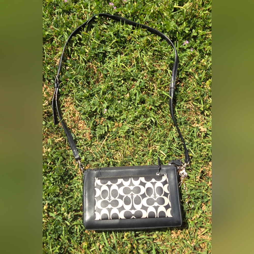 Coach Black and White Signature Crossbody